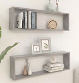 VidaXL Wandschappen kubus 2 st 100x15x30 cm spaanplaat betongrijs