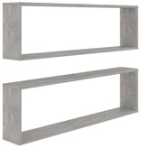VidaXL Wandschappen kubus 2 st 100x15x30 cm spaanplaat betongrijs