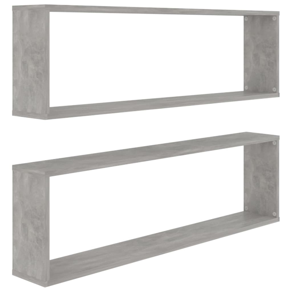 VidaXL Wandschappen kubus 2 st 100x15x30 cm spaanplaat betongrijs