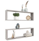 VidaXL Wandschappen kubus 2 st 100x15x30 cm spaanplaat betongrijs