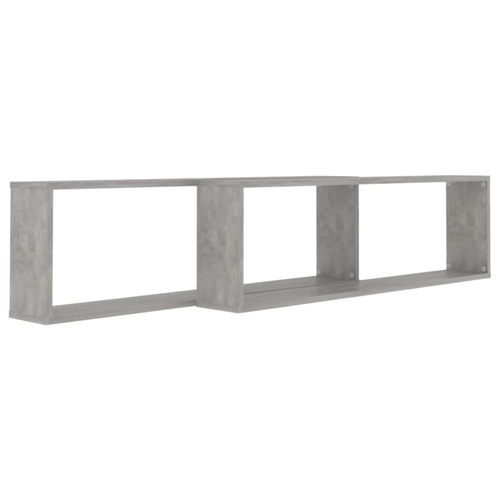 VidaXL Wandschappen kubus 2 st 100x15x30 cm spaanplaat betongrijs