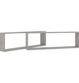 VidaXL Wandschappen kubus 2 st 100x15x30 cm spaanplaat betongrijs