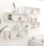VidaXL Wandschappen kubus 4 st 100x15x30 cm spaanplaat hoogglans wit