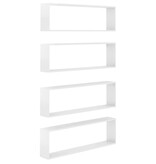 VidaXL Wandschappen kubus 4 st 100x15x30 cm spaanplaat hoogglans wit