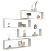 VidaXL Wandschappen kubus 4 st 100x15x30 cm spaanplaat hoogglans wit