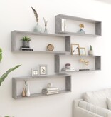 VidaXL Wandschappen kubus 4 st 100x15x30 cm spaanplaat betongrijs