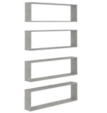 VidaXL Wandschappen kubus 4 st 100x15x30 cm spaanplaat betongrijs