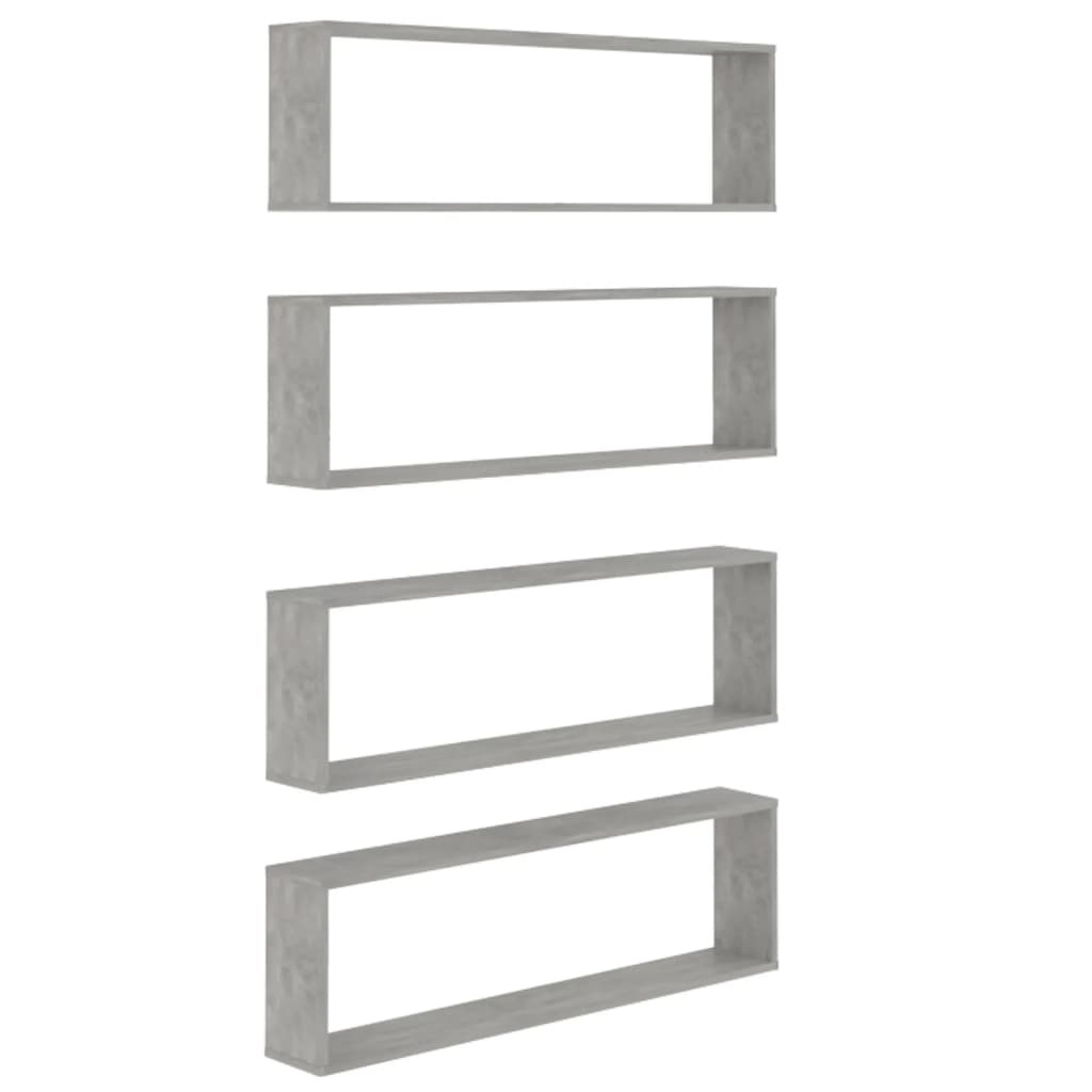 VidaXL Wandschappen kubus 4 st 100x15x30 cm spaanplaat betongrijs