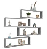 VidaXL Wandschappen kubus 4 st 100x15x30 cm spaanplaat betongrijs