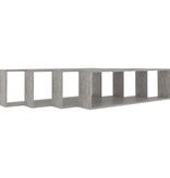 VidaXL Wandschappen kubus 4 st 100x15x30 cm spaanplaat betongrijs