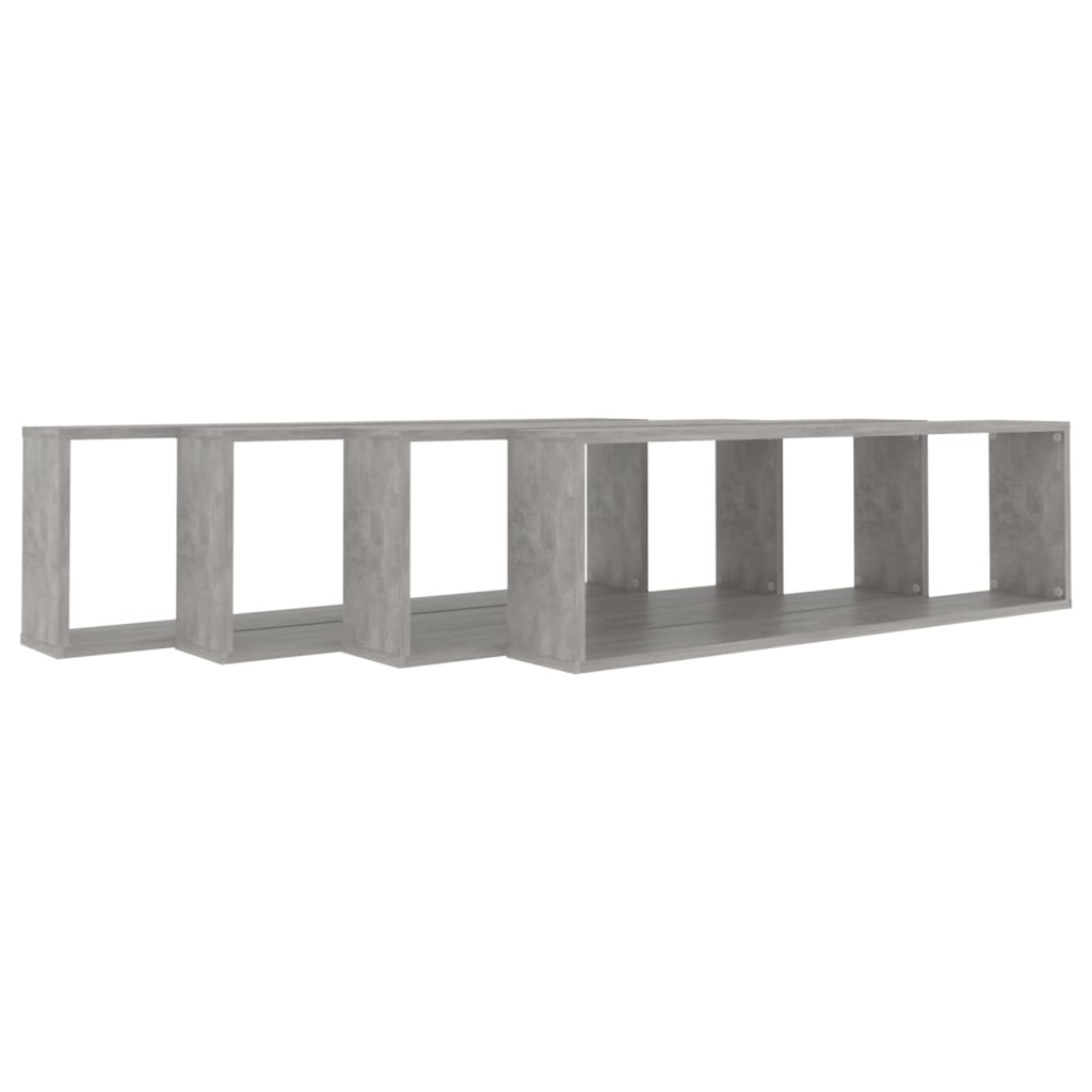 VidaXL Wandschappen kubus 4 st 100x15x30 cm spaanplaat betongrijs