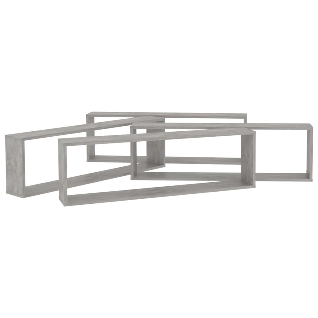 VidaXL Wandschappen kubus 4 st 100x15x30 cm spaanplaat betongrijs