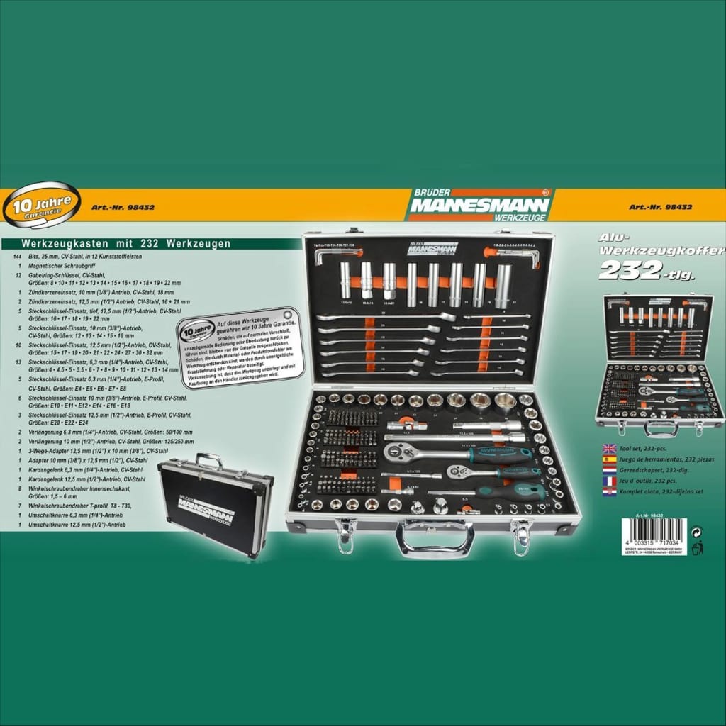 vidaXL 232-delige Doppenset 1/4" en 1/2"