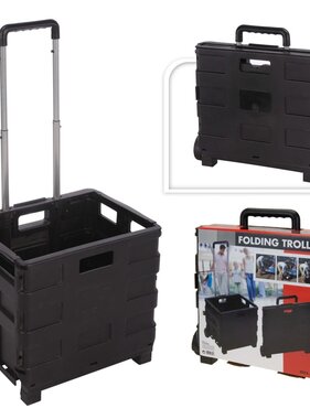 vidaXL Trolley met vouwkrat van PP aluminium