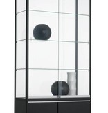 Glazen vitrinekast met 3 legborden