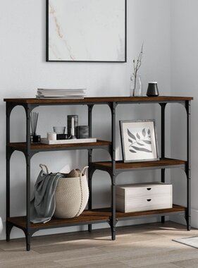 VidaXL Wandtafel 102x29x75 cm bewerkt hout bruin eikenkleur