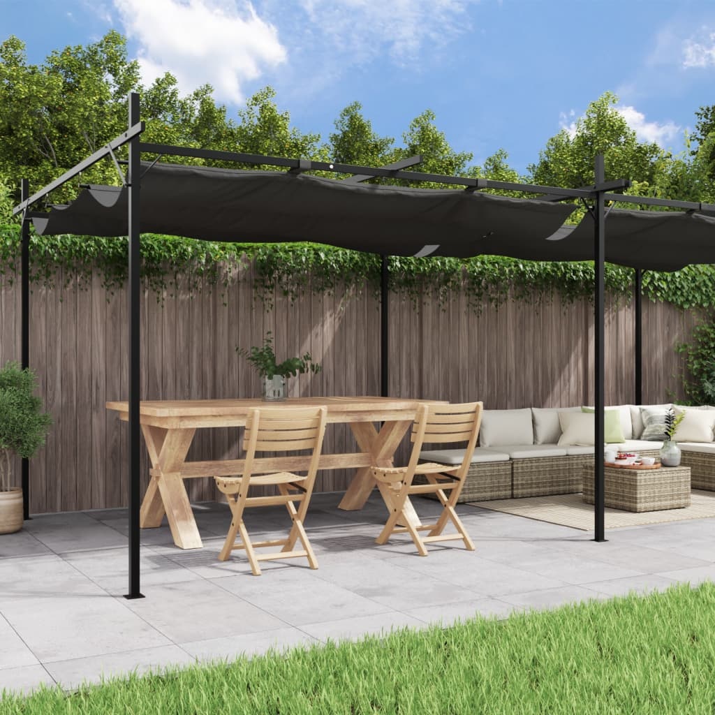 vidaXL Pergola met uitschuifbaar dak 589x292x230 antracietkleurig