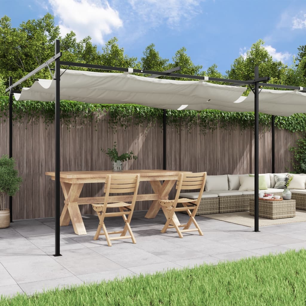 vidaXL Pergola met uitschuifbaar dak 589x292x230 crèmekleurig