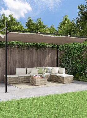 vidaXL Pergola met uitschuifbaar dak 395x292x230 taupe