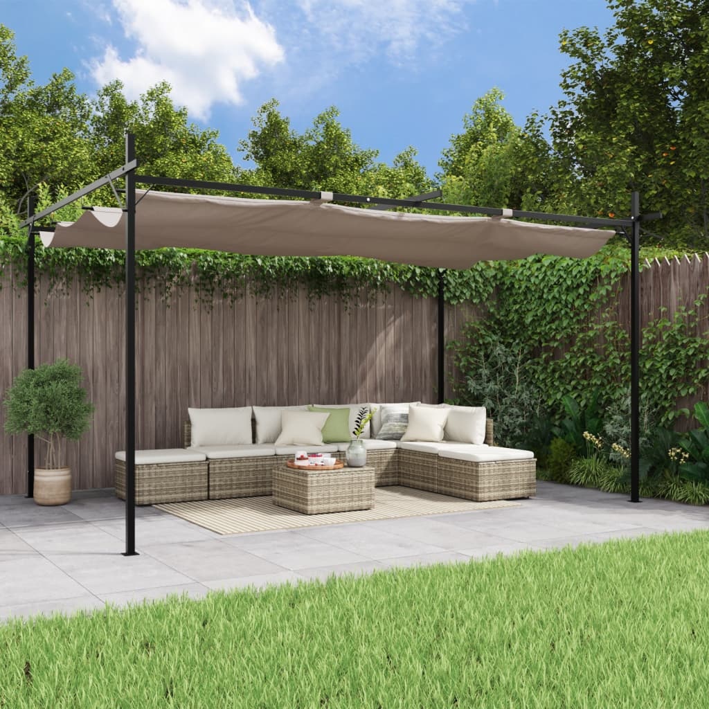 vidaXL Pergola met uitschuifbaar dak 395x292x230 taupe