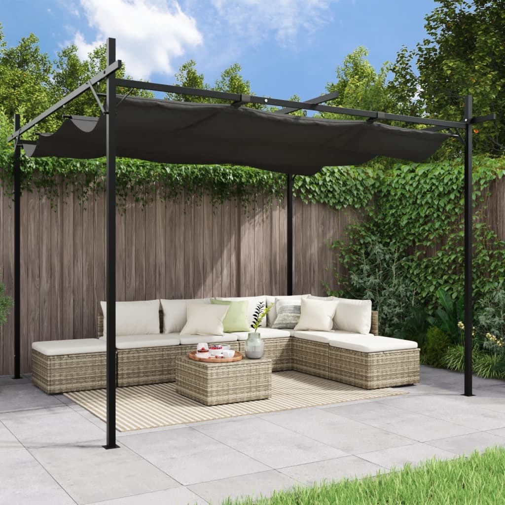 vidaXL Pergola met uitschuifbaar dak 295x292x230 antracietkleurig