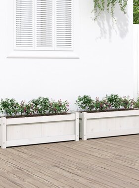 VidaXL Plantenbakken 2 st cm massief grenenhout wit