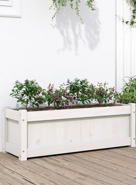 VidaXL Plantenbak 90x31x31 cm massief grenenhout wit