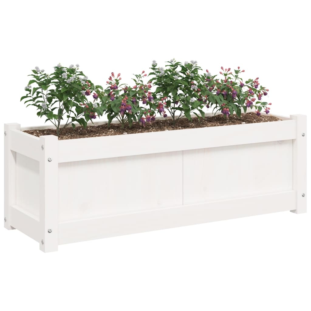 VidaXL Plantenbak 90x31x31 cm massief grenenhout wit