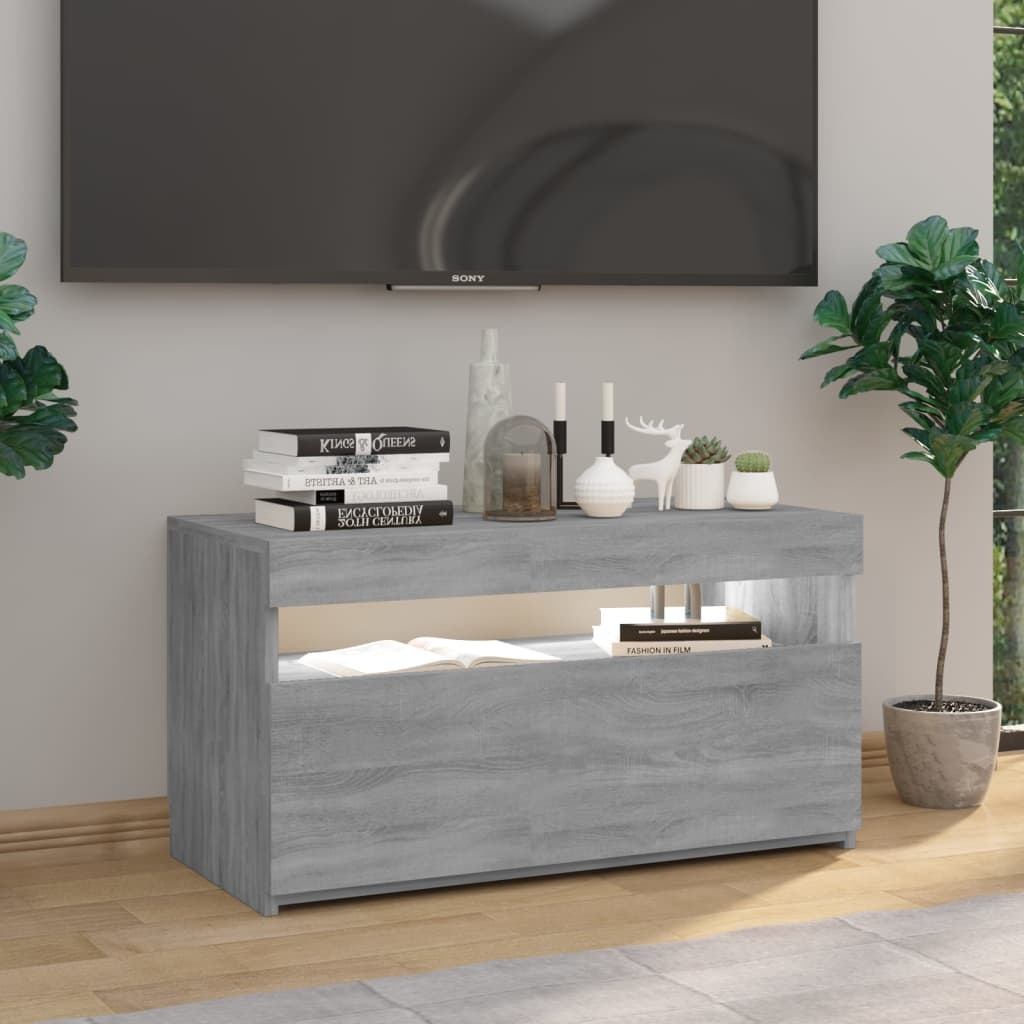 VidaXL Tv-meubel met LED-verlichting 75x35x40 cm grijs sonoma eiken