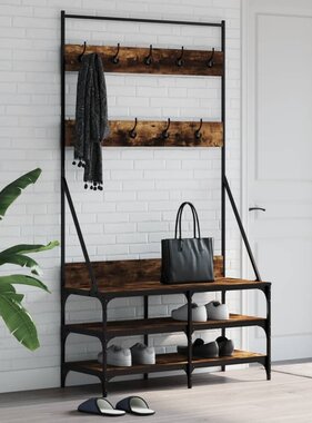 VidaXL Kledingrek met schoenenrek 100x40x184 cm gerookt eikenkleurig
