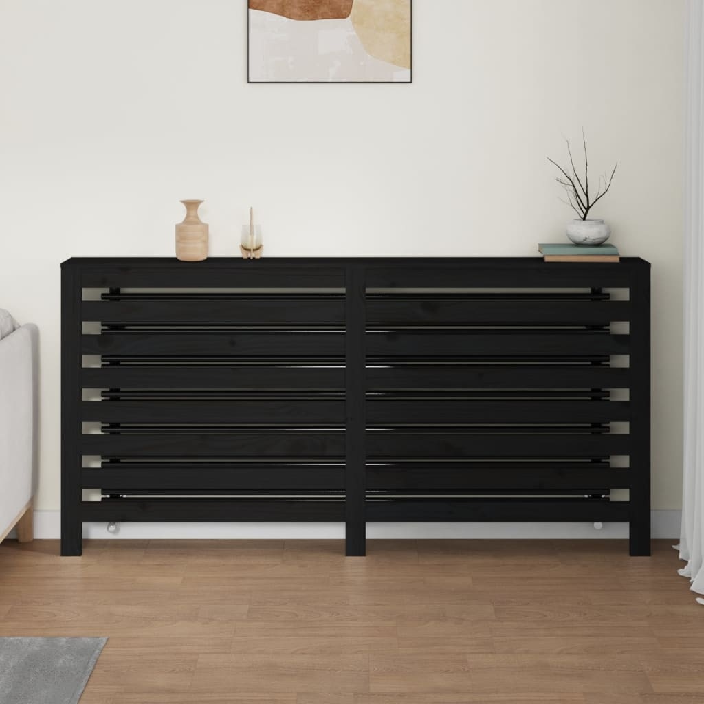 vidaXL Radiatorombouw 169x19x84 cm massief grenenhout zwart