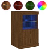 VidaXL Bijzetkast met LED-verlichting bewerkt hout bruineikenkleurig