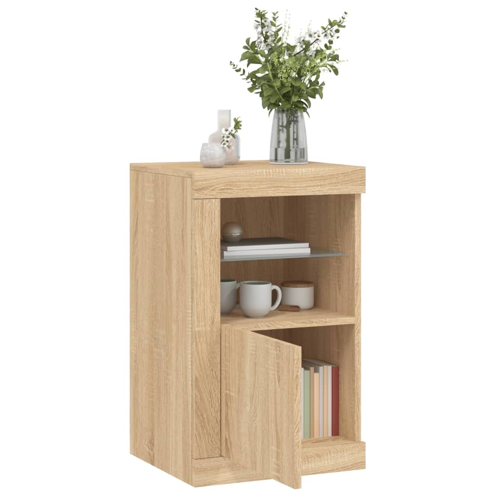 VidaXL Bijzetkast met LED-verlichting bewerkt hout sonoma eikenkleurig