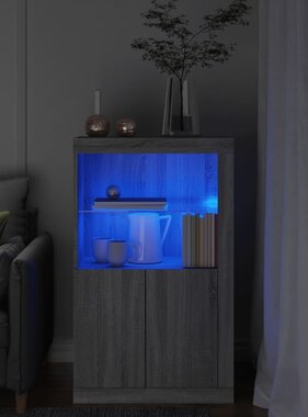 vidaXL Bijzetkast met LED bewerkt hout grijs sonoma eikenkleurig