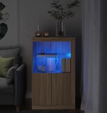 VidaXL Bijzetkast met LED-verlichting bewerkt hout sonoma eikenkleurig
