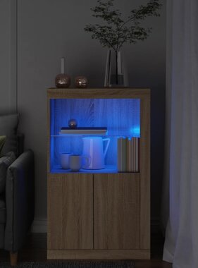 VidaXL Bijzetkast met LED-verlichting bewerkt hout sonoma eikenkleurig
