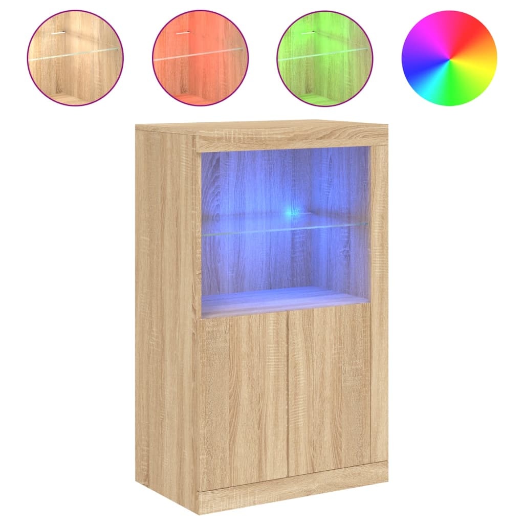 VidaXL Bijzetkast met LED-verlichting bewerkt hout sonoma eikenkleurig
