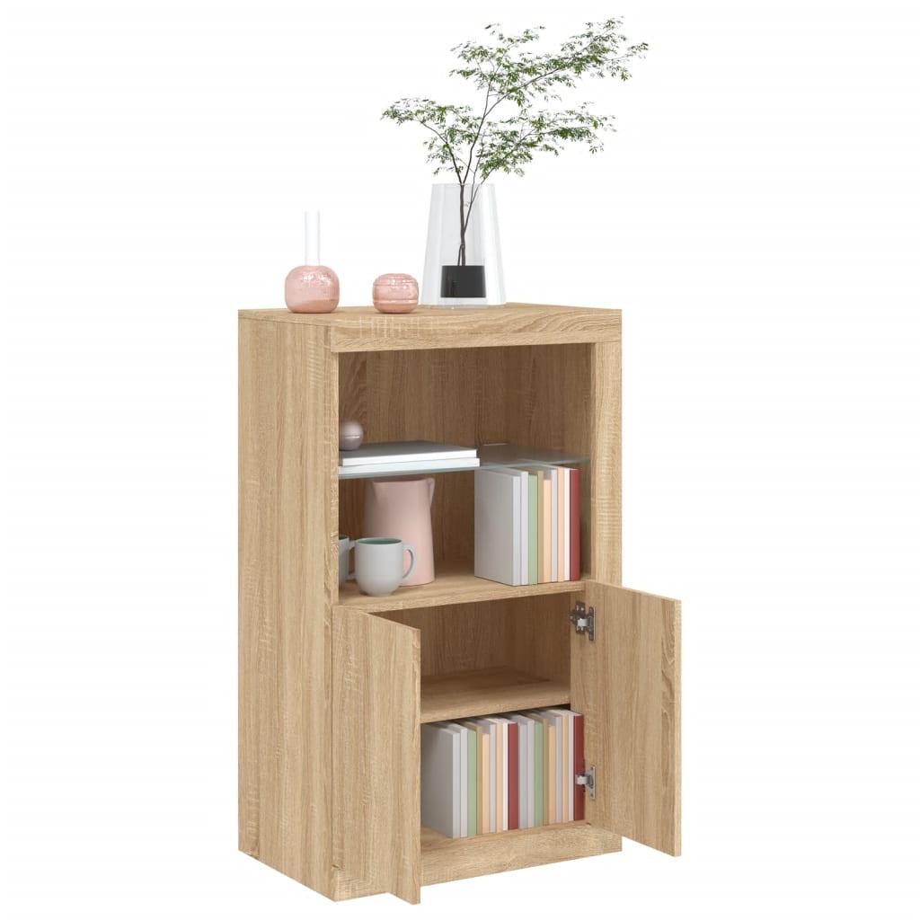 VidaXL Bijzetkast met LED-verlichting bewerkt hout sonoma eikenkleurig