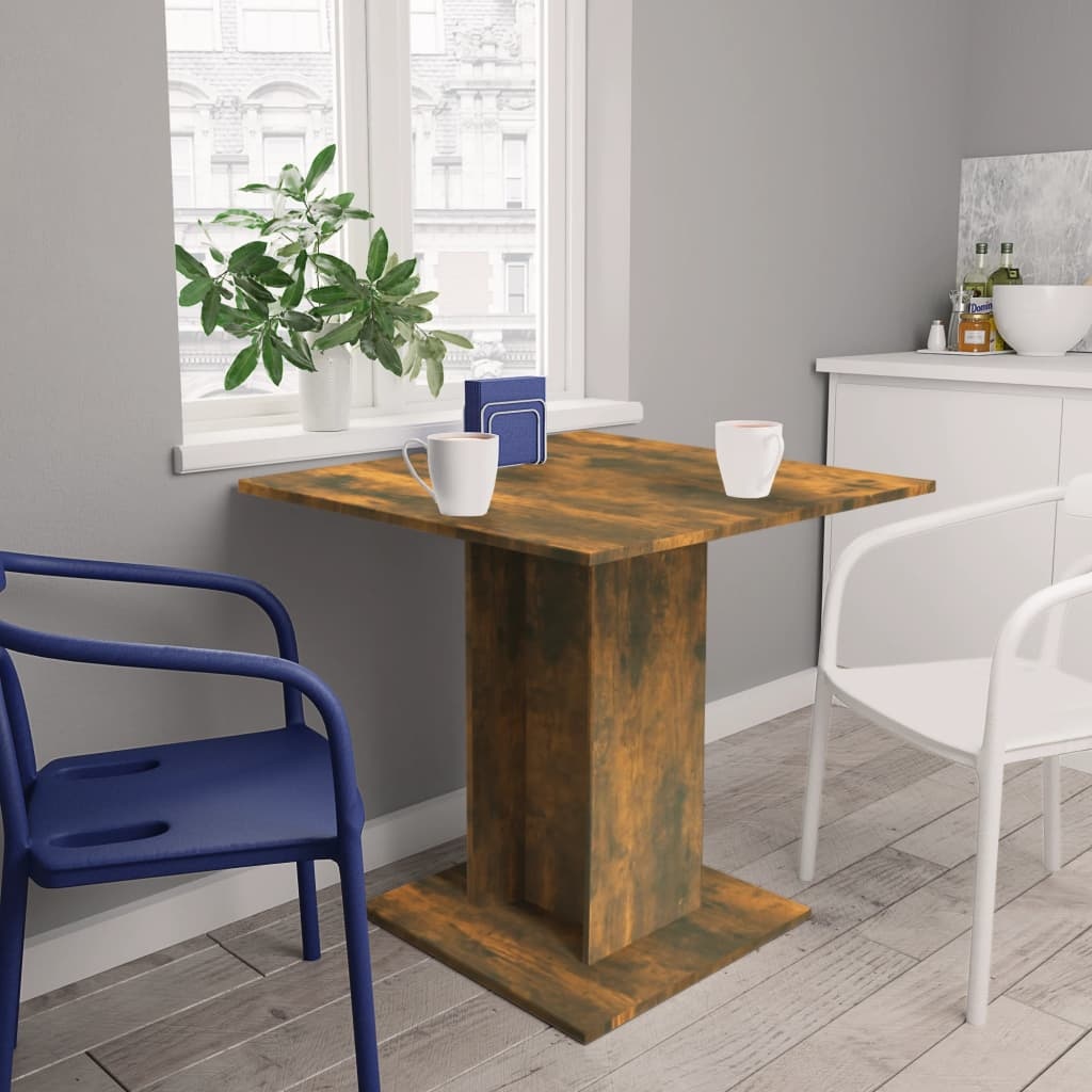 VidaXL Eettafel 80x80x75 cm bewerkt hout gerookt eiken