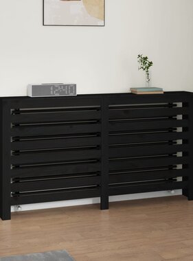 vidaXL Radiatorombouw 153x19x84 cm massief grenenhout zwart