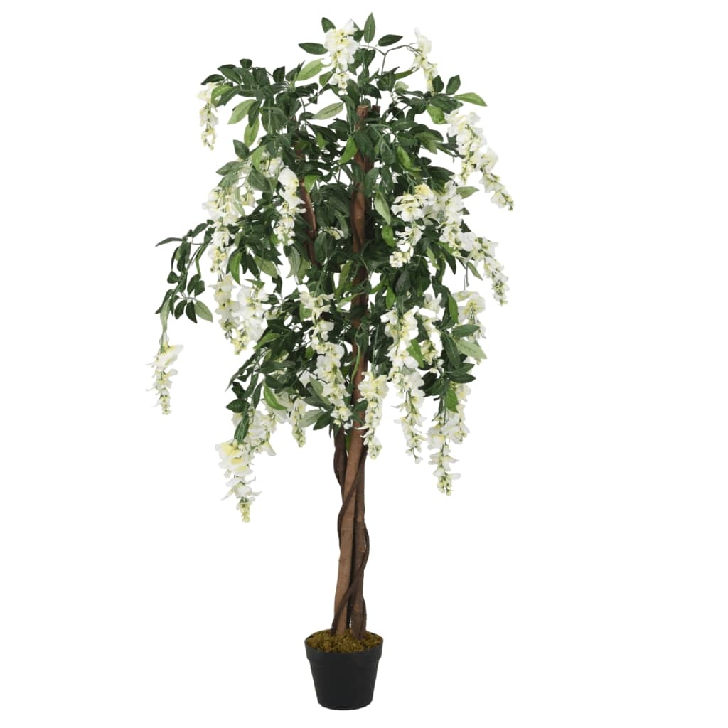 vidaXL Kunstplant wisteria 840 bladeren 150 cm groen en wit