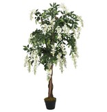 vidaXL Kunstplant wisteria 840 bladeren 150 cm groen en wit