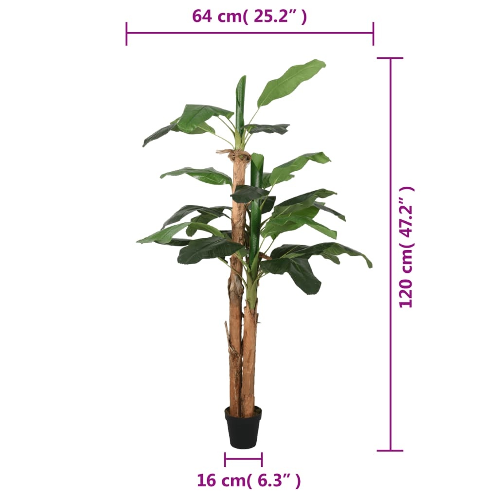 vidaXL Kunstplant bananenboom 9 bladeren 120 cm groen