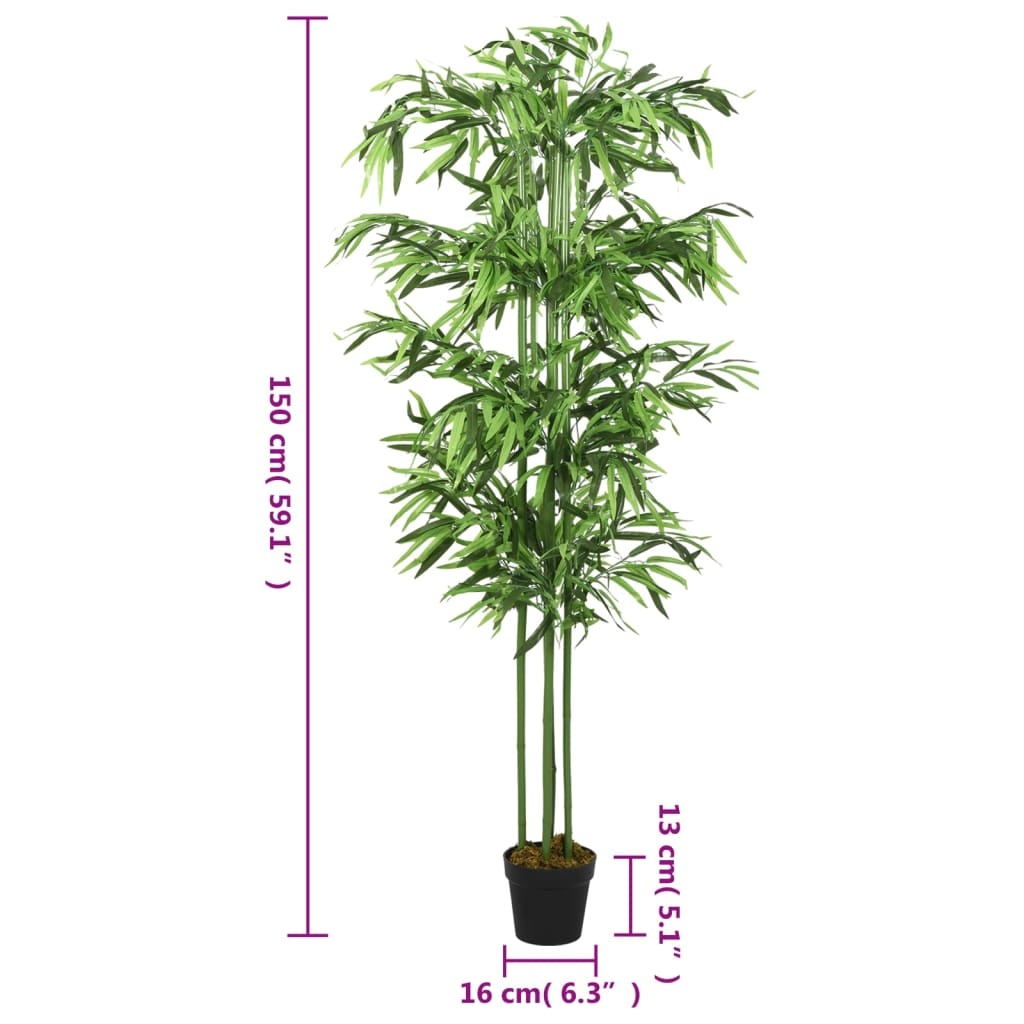 vidaXL Kunstplant bamboe 576 bladeren 150 cm groen
