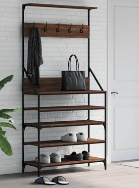 VidaXL Kledingrek met schoenenrek 90x34x184 cm bruineikenkleurig