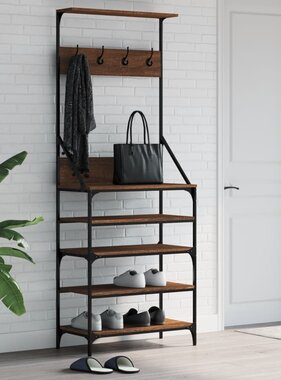 VidaXL Kledingrek met schoenenrek 70x34x184 cm bruineikenkleurig