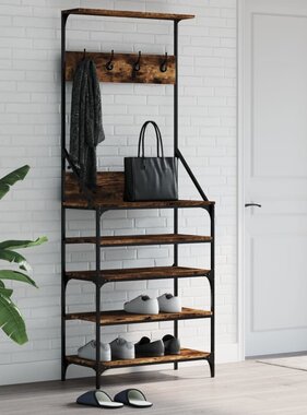 VidaXL Kledingrek met schoenenrek 70x34x184 cm gerookt eikenkleurig