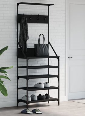 VidaXL Kledingrek met schoenenrek 70x34x184 cm zwart