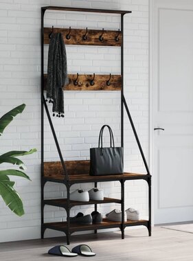 VidaXL Kledingrek met schoenenrek 80x40x184 cm gerookt eikenkleurig