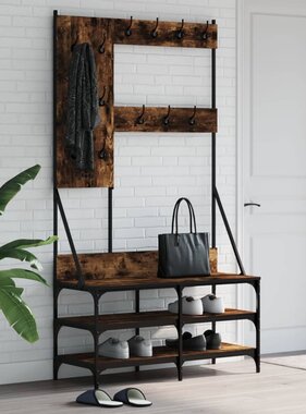 VidaXL Kledingrek met schoenenrek 100x40x184 cm gerookt eikenkleurig